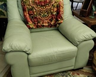 Pretty Light Blue-Green Nicoletti Leather Chair ( picture color is a little off)