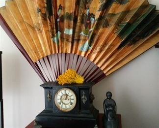 Large Fan, Antique Clock
