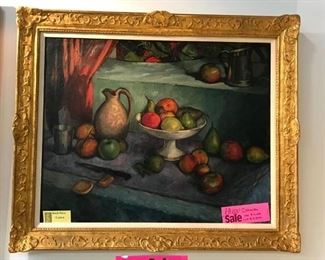 S. Ostrowsky, "Modern Still Life" oil on canvas, c. 1927, 36 x 49 in. framed.   Sale Price: $4900.  This painting by the Chicago artist was completed while in residence in Paris.  He was a friend and colleague of Marc Chagall and  Soutine.