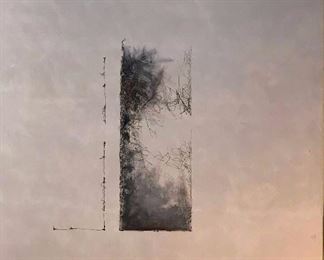 Barbara Tebbetts, Linear Abstract, Mixed Media on canvas, 70 x 60 in. circa 1980.  Sale Price $1900.