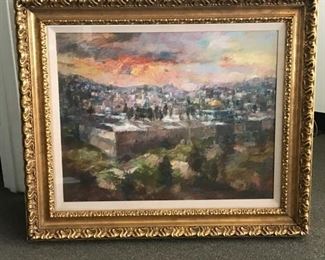Jerusalem from the East. H. Fernci, Pastel on paper circa 2000.  Dimensions 32 x 38 in. framed. Sale Price $2000.