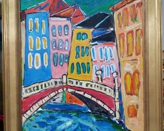 Pierre Mori, Port Venice, 32 x 25 in. framed.