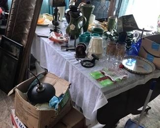 glassware table hutch