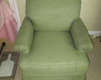 One of two green occasional chairs, excellent condition