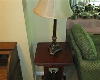 Antique lamp table and lamp
