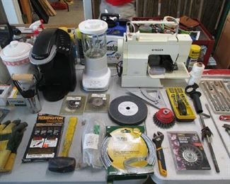 Singer sewing machine and Garage items