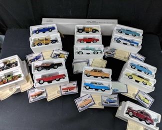 The National Motor Museum Mint Collectible Cars - The Silver Age of Ford.  16 classic die-cast models and one 6-car display case