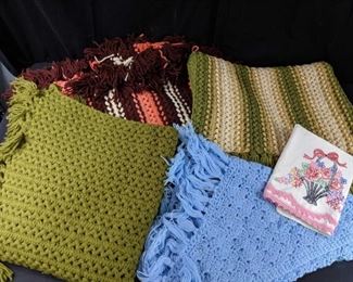 Afgans, shawl and pillowcase