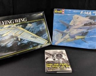 2 Airplane model kits and 1 book