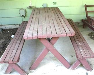 Wooden Picnic Table with benches