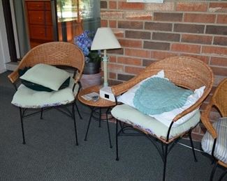 Woven Wood Chairs, Small Table