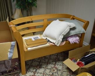 Wooden Bench, Pillows