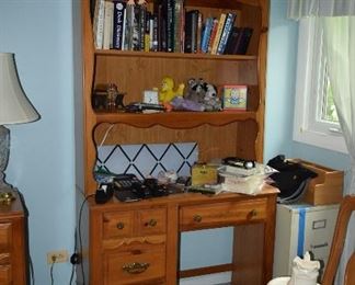 Desk, Bookshelf, Chair, Books