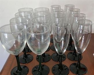 Set of Black-Stemmed Glasses