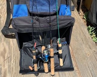 Ice Fishing "Clam" Chair and Fishing Rods
