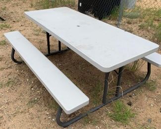 Plastic Lifetime Picnic Table with Attached Benches