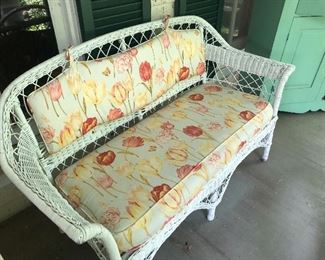 Wicker Setee Sofa with Custom Upholstery