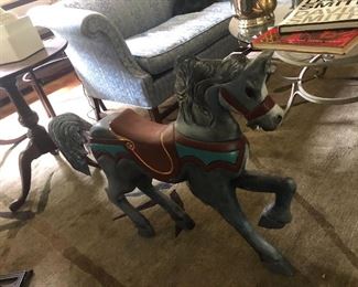 Carved Wood Carousel Horse, vintage reproduction
