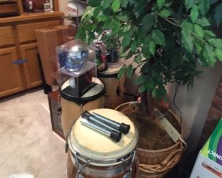 # Conga drums-one with stand-great shape-fake ficus