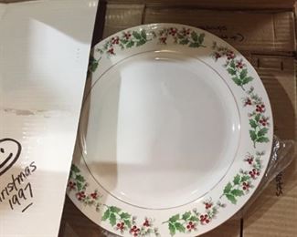 Gibson Christmas dish sets-two sets for 8