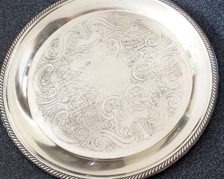 Vintage 1883 F.B. ROGERS Silver Co Silverplate Round Ornate Tray