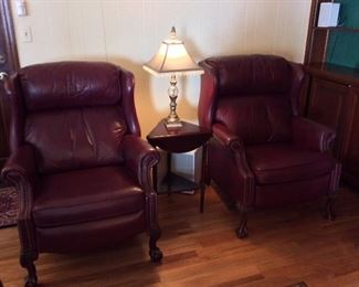 Leather Wingback Recliners.