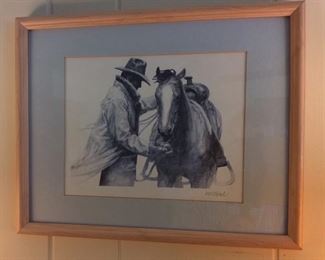 W.H. Ford Signed Cowboy Art, 15" x 12".