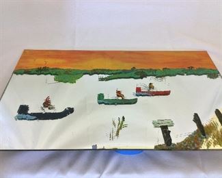 Painted Mirror of Air Boats, 23" x 14.