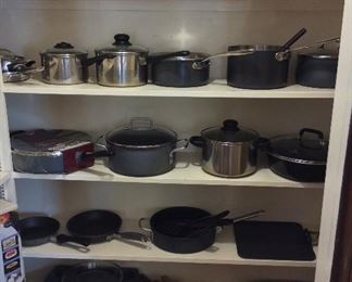 Pots and Pans including Calphalon. 