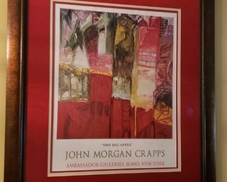 Famed Local Artist John Morgan Crapps-Signed Custom Framed Art "The Big Apple" 