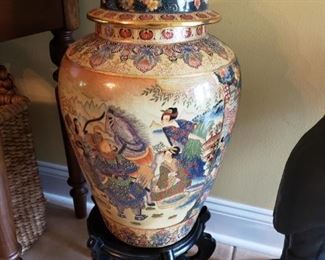 Oriental Lidded Floor Vase