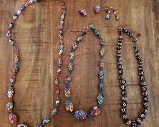 Murano Millefiori Glass Bead Necklaces