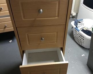 4 wood storage shelves with drawers $25  each