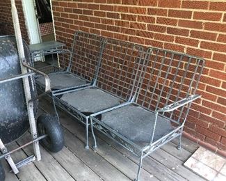 1950s wrought iron deck furniture two sets of cushions included 
