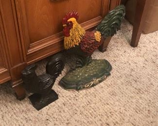Chicken wrought iron cast door stops