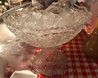 Cut crystal punch bowl set