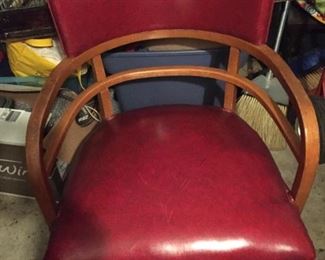 Vintage MCM wood and leather chair