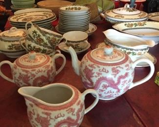 Asian tea set, hand-painted, antique