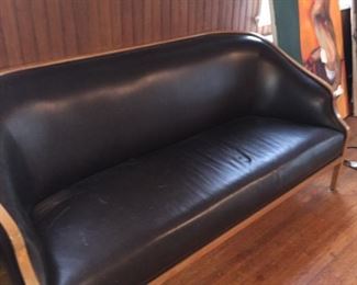 Wood framed, full leather couch