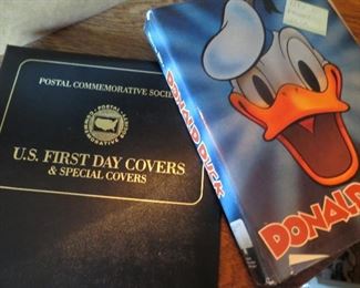 Stamp collection, vintage Donald Duck book.
