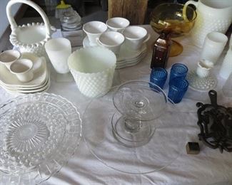 Milk glass, vintage glassware. 