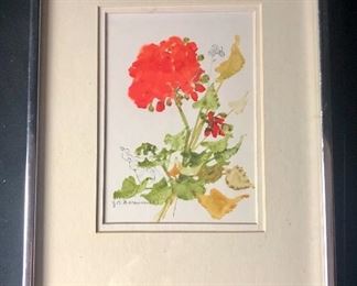 Geranium Watercolor by Connecticut artist JoAnne O. Barsumian