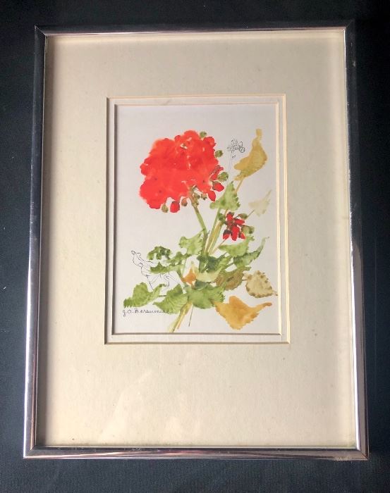 Geranium Watercolor by Connecticut artist JoAnne O. Barsumian