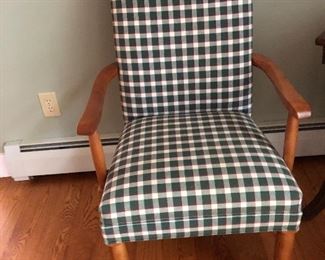 Pair of lovely Ethan Allen Country Green Check Chairs