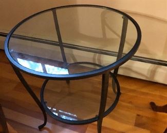 Double tier glass side table- top measures 22”
