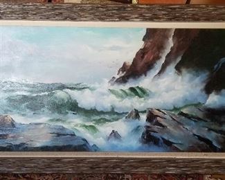 Nice large oil seascape by Marjorie Bailey