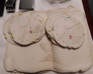 Old Embroidered Table Linens