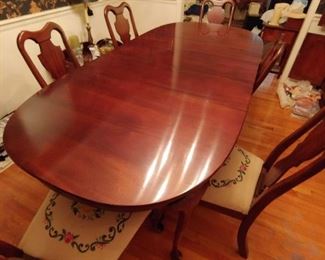 Queen Anne Dining Table with Needlepoint Chairs