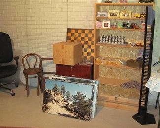 Shelving Unit, Games, Chess, Posterboard  Photos, CD Rack