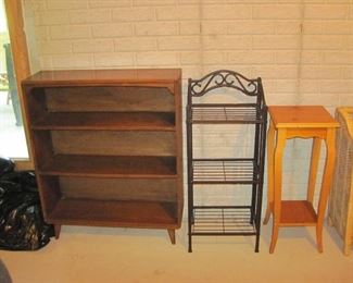 Book Shelf, Metal Shelving Unit, 2-Tier Wood Plant Stand